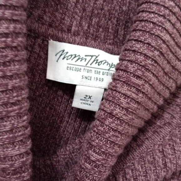 Norm Thompson 2X  Ribbed Brown Turtleneck Long Sleeve Cotton Knit - Picture 4 of 5